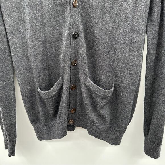 The Kooples Wool Gray & Tan Long Sleeve Cardigan Sweater Size XL - Picture 3 of 13